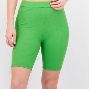 Mango Bright Green Ribbed Bike Shorts small nwt